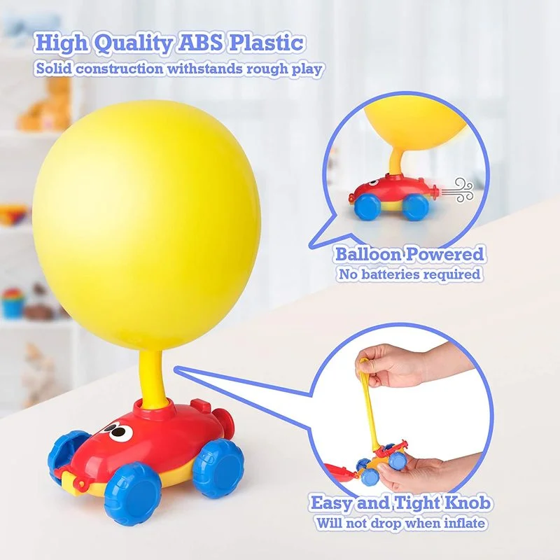 Kid\'s Balloon Power Starter Car Balloon Air Inflator Hand Push Mini Plastic Air Power Balloon Racing Car Toys Gift for Children