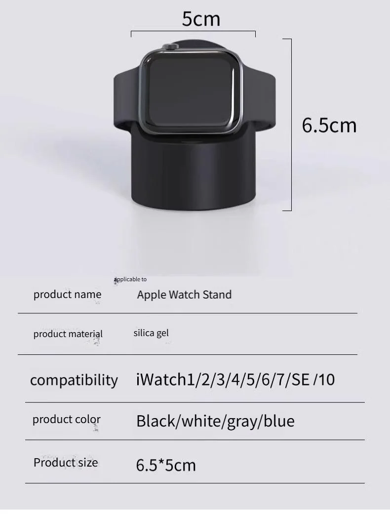 For Apple Watch Charger Stand iWatchUltra/10/8/SE2/7/6/SE/4/3 49mm/45mm/44mm/42mm/41mm/40mm/38mmDurable Silicone Nightstand Mode