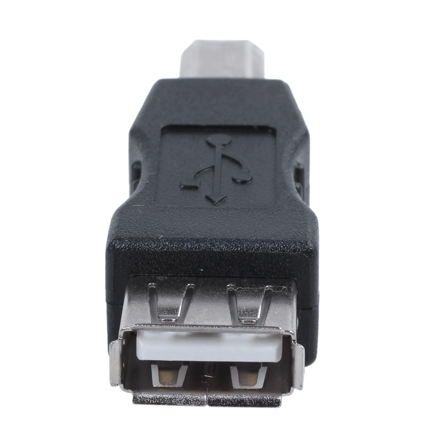 USB printer adapter type A female - type B male black silver tone