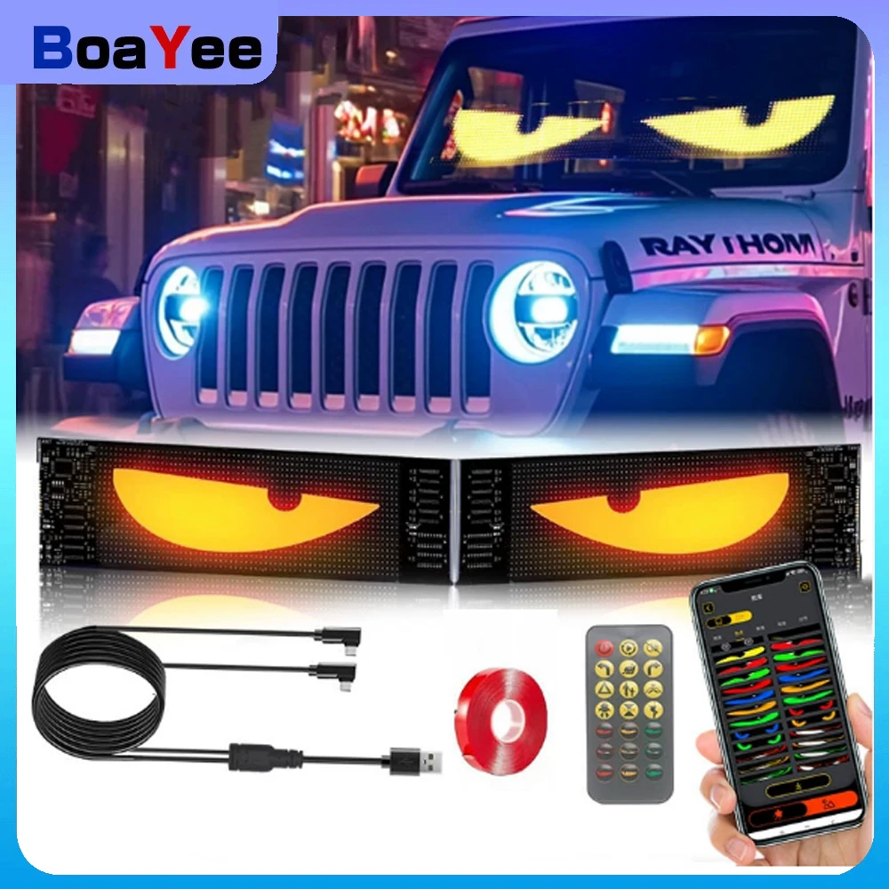 

Devil Eyes Light Truck Светодиодные глазки лобового стекла на заказ Гибкая неоновая матричная панель Автомобильный светодиодный дисплей Мигающие злые глаза для автомобилей