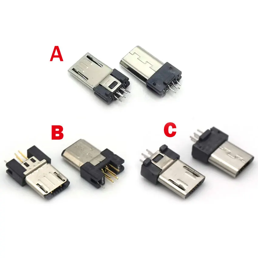 

10pcs Micro USB 5 Pin 5V 1.5A USB Male Connectors Micro USB Connector Jack Tail Male Plug Sockect Electric Terminals