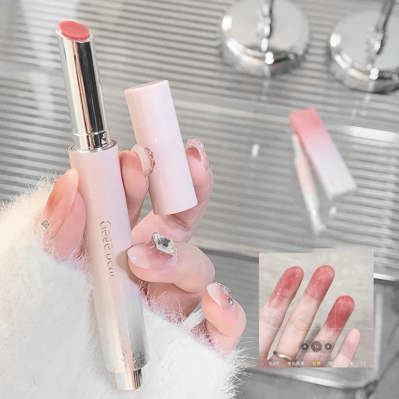 Solid Lip Gloss Moisturizing Jelly Water Mirror Lipsticks Natural Long Lasting Hydrating Lips Tint Nude Red Lip Glaze Cosmetics