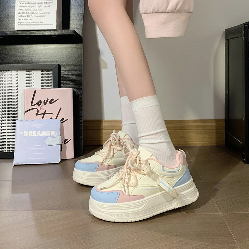 Zapatillas Autumn Women Skateboard Shoes Platform Casual Sneakers Fashion Breathabe Round-toe Vulcanized Shoes Women's Trainers view 5