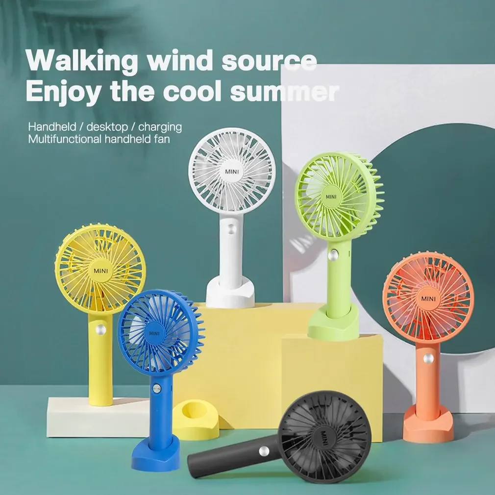 Portable USB Rechargeable Mini Handheld Fan with Base - Travel Outdoor Cooling Desktop Ventilation Fan