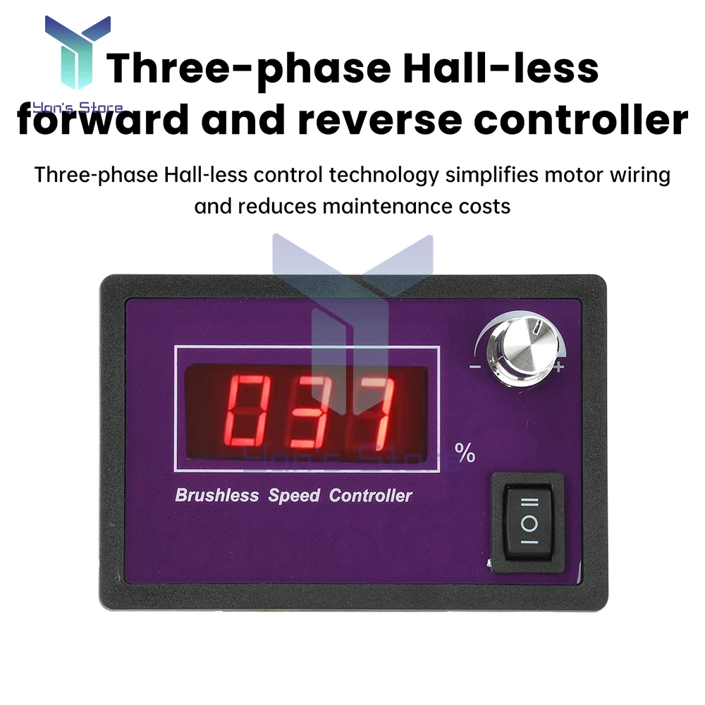 وحدة تحكم في سرعة محرك التيار المستمر PWM 10-55V 15A بدون فرش ثلاث مراحل مستشعر القاعة خالية من الأمام عكس للأتمتة الصناعية #5