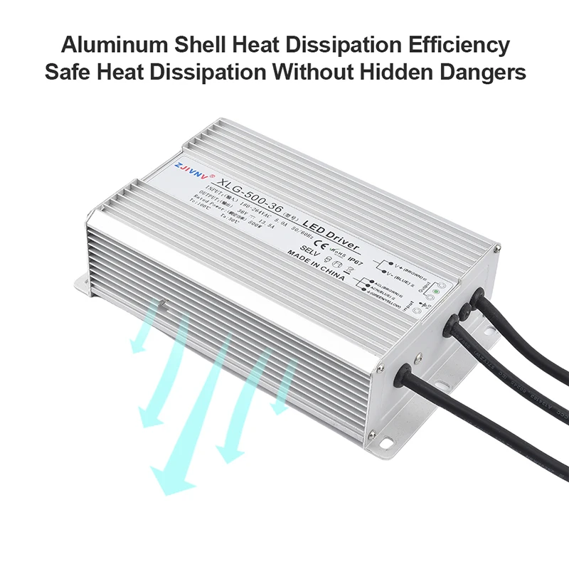 

24 В постоянного тока, 36 В, 45 В, 48 В, 500 Вт, источник питания переменного тока, 220 В, IP67, водонепроницаемые трансформаторы, светодиодный драйвер, постоянное напряжение и ток XLG-500
