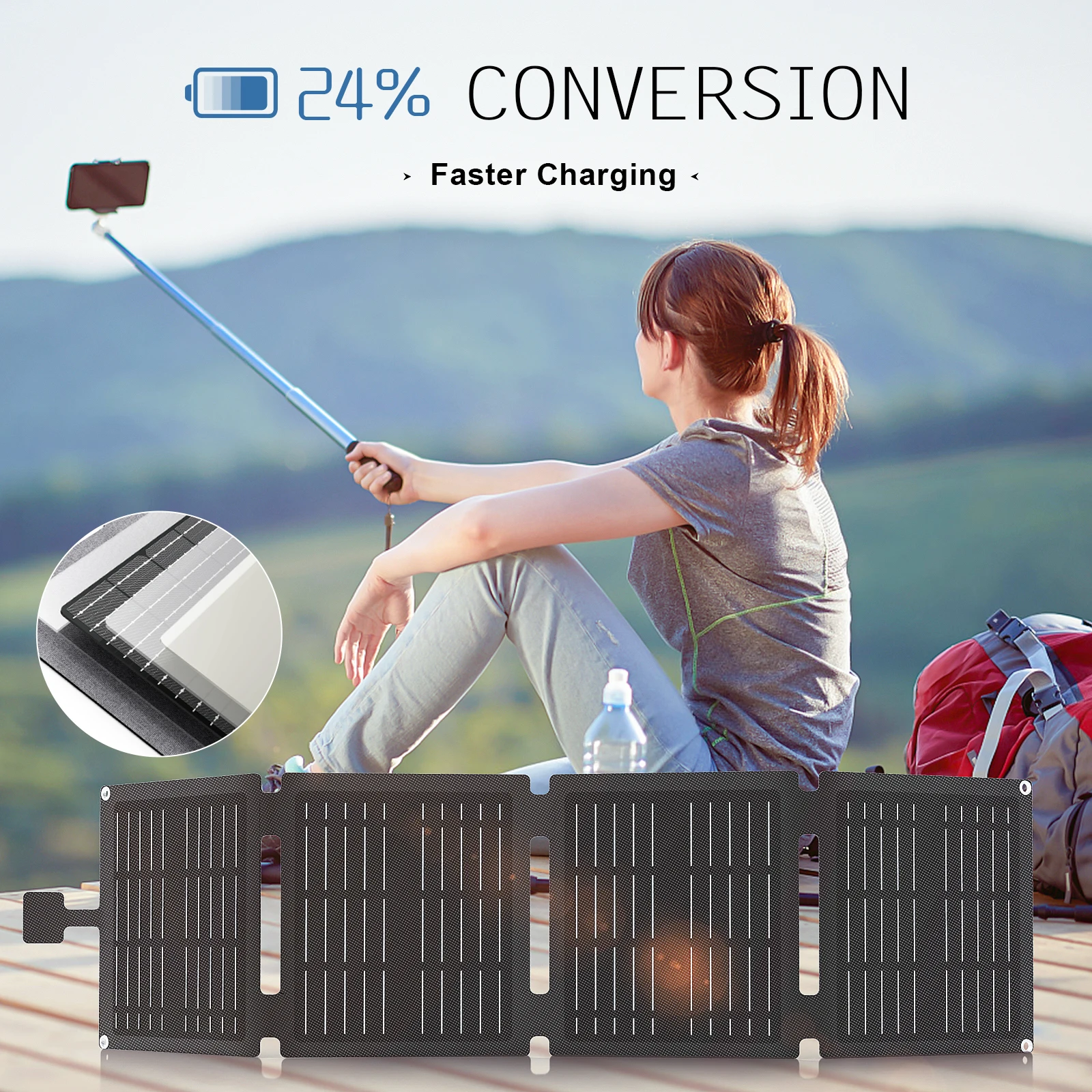 

WERCHTAY 12V 50W Folding Foldable Solar Panels Portable Solar Panel Charger 3 Output for Camping Hiking RV Outdoor Activities