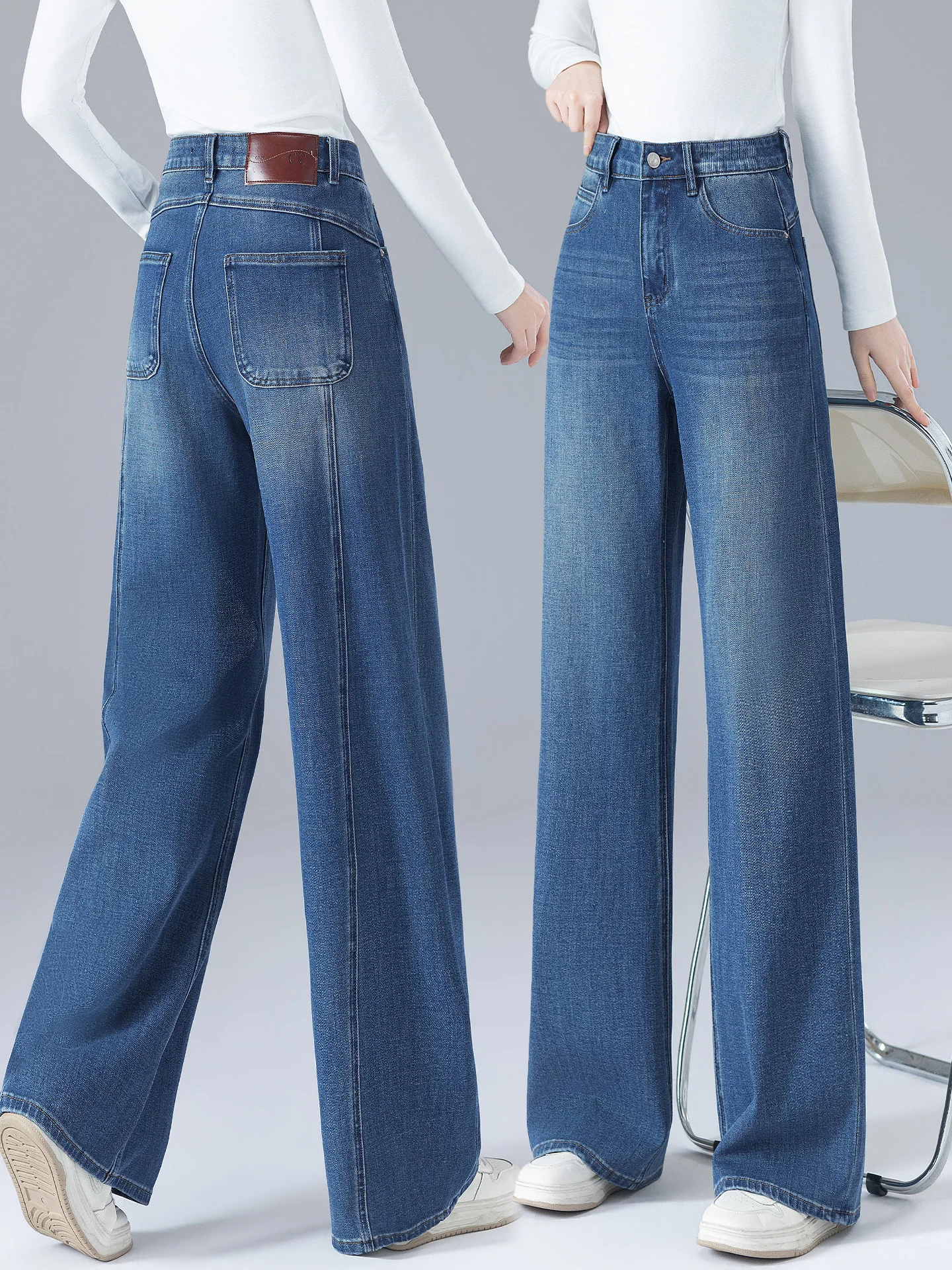 

Ретро джинсы с широкими штанинами для женщин, весна-осень 2026, новые популярные повседневные прямые брюки с высокой талией, утягивающие фигуру