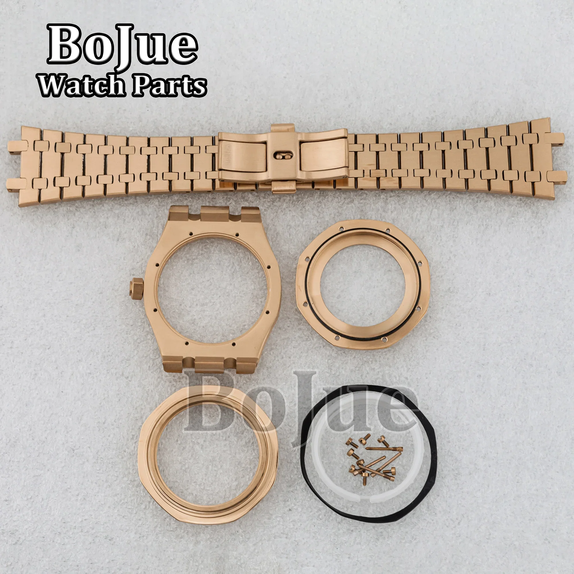 41mm ouro rosa pvd caixa de relógio pulseira peças para mod oak nh35 nh36 movimento 31.8mm dial vidro cristal safira à prova dwaterproof água