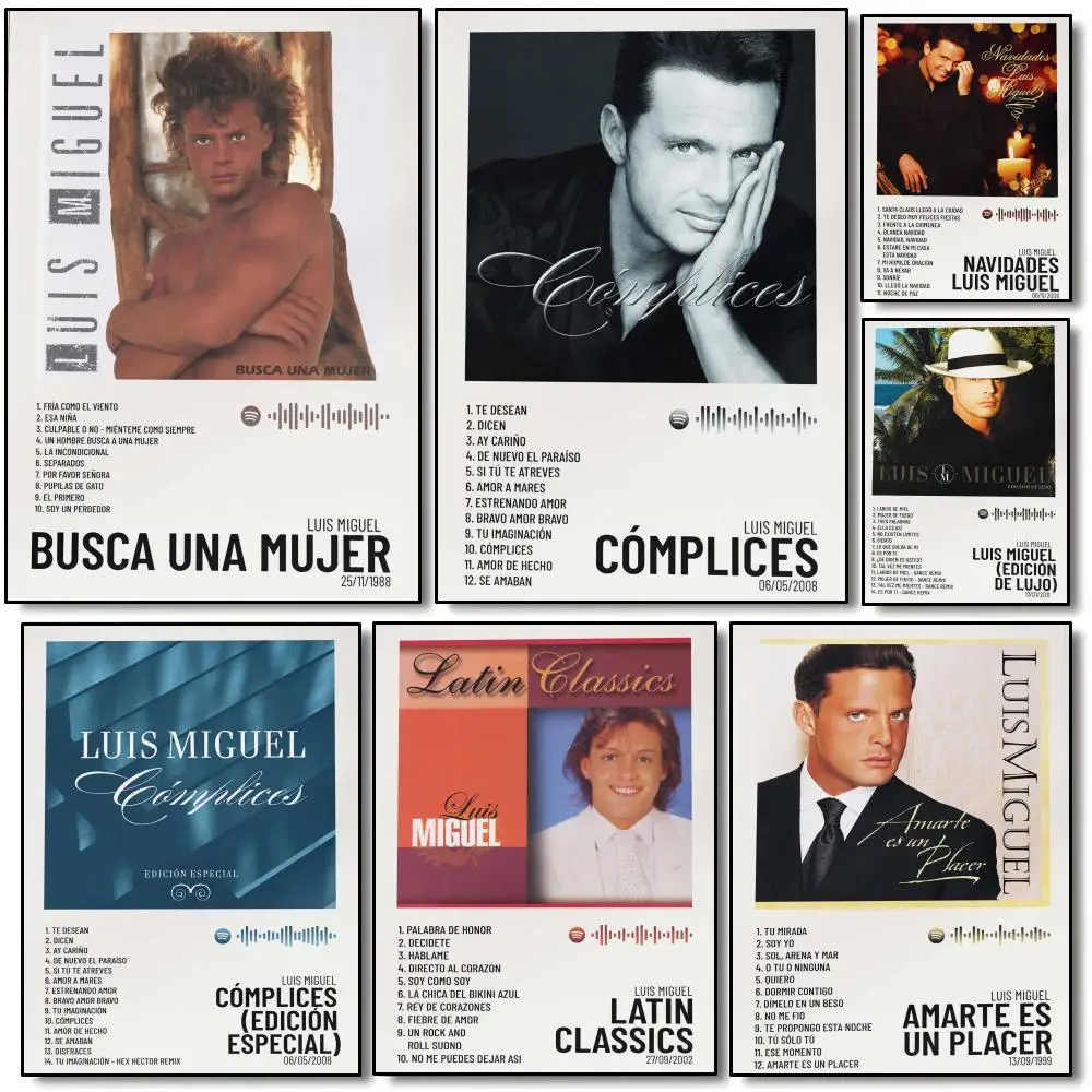 Póster del cantante legendario L-Luis M-Miguel, impresiones artísticas de pared minimalistas modernas para dormitorio, sala de estar, decoración interior del hogar, regalo