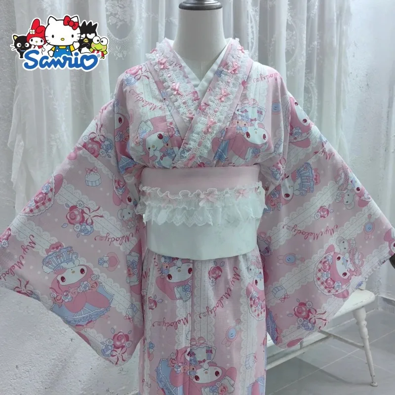 

Sanrio аниме периферийная мелодия новое японское кимоно Лолиты юката длинное платье пояс плюс лента мелодия Хэллоуин Рождественский подарок