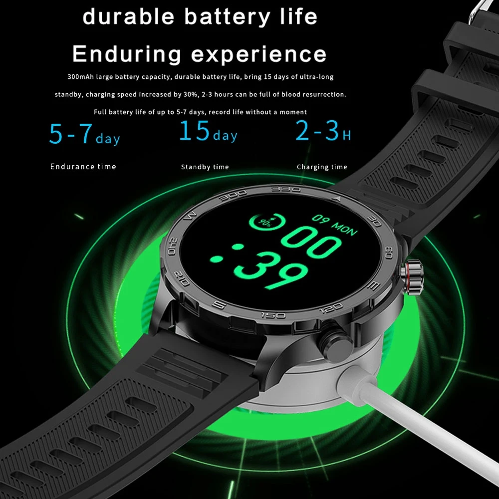 For Huawei Xiaomi New AMOLED Smart Watch Men Rugged Military Bluetooth Call Heart Rate Fitness Tracker IP68Waterproof Smartwatch