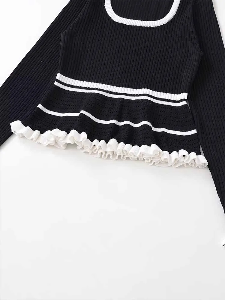 Estilo europeu e americano outono recém chegados moda e simples feminino fino pescoço casual malhas de mangas compridas