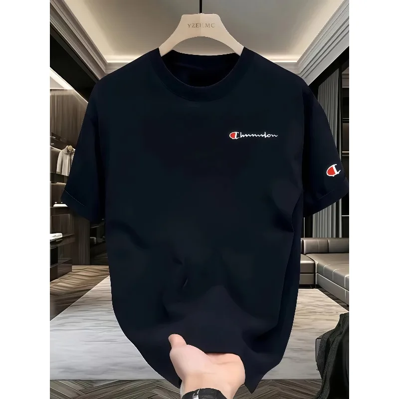 Herren-T-Shirt aus reiner Baumwolle mit trendigem Muster, lässiger Rundhalsausschnitt, kurzärmelig, vielseitiger Stil, hautfreundlich.