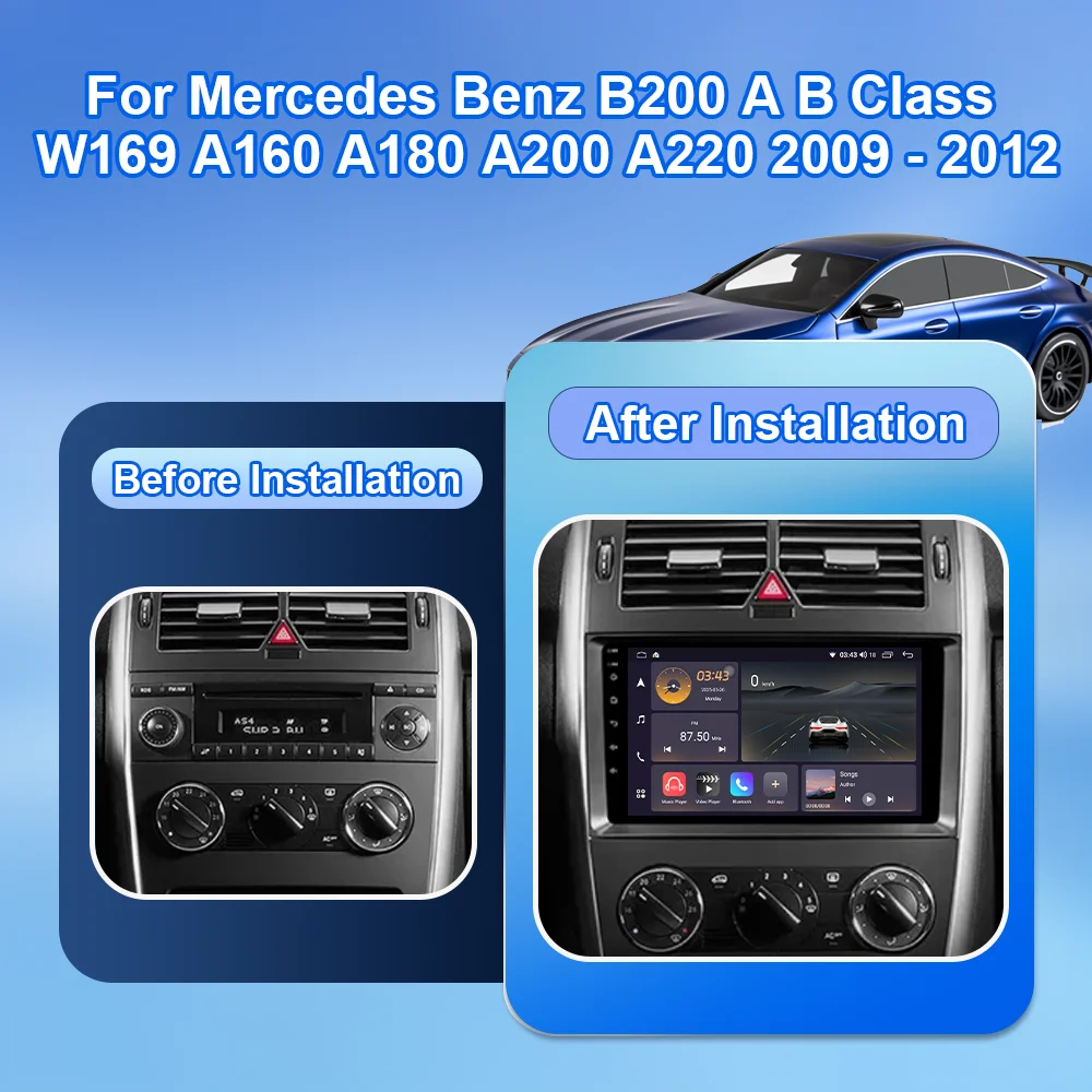 Android 15 Car Radio For Mercedes Benz B200 A B Class W169 A160 A180 A200 A220 2009-2012 Auto Multimedia Carplay Navigation Wifi