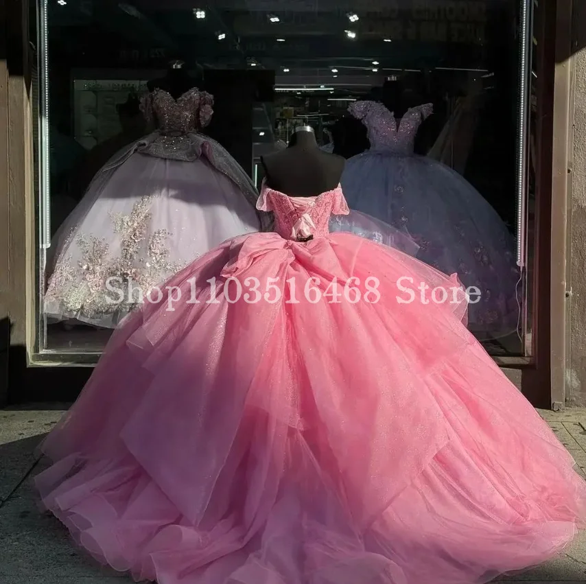 Sparkling Pink Quinceanera Dress Sweet Train Elegant Sweetheart Inlaid Sequins Corset Lace Princess Dress 15 Quinceanera Dress