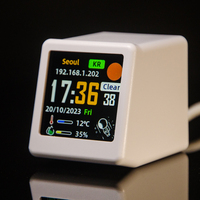 Mini Portable Smart Wifi Weather Station Alarm Clock Display Weather Temperature Humidity Time DIY Cute Animations Desktop Decor