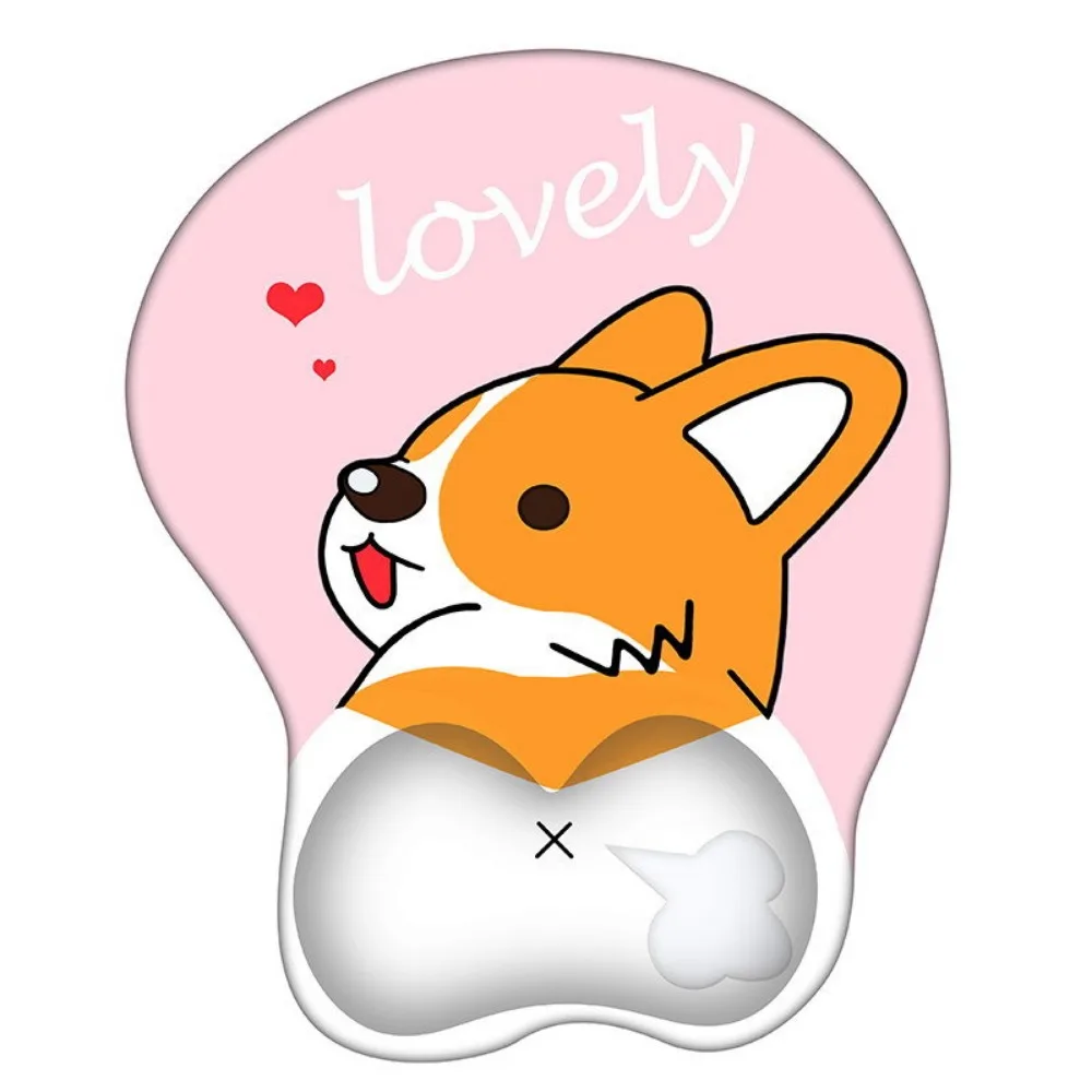 Comfortable Palm Cute Corgi Mouse Pad Non Slip Ergonomic Design Silicone Wrist Guard Cute Animal Mouse Pad Laptops Office
