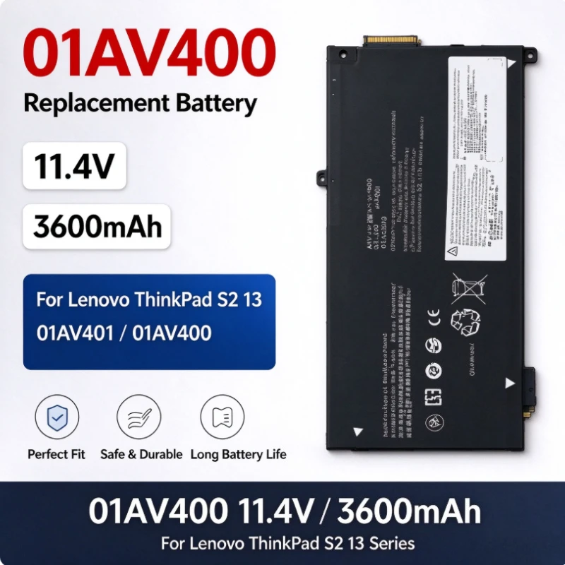 2026 New 42Wh 01AV400 Laptop Replacement Battery for Lenovo ThinkPad S2 13 01AV401 01AV402 01AV435‑01AV437 SB10K97593