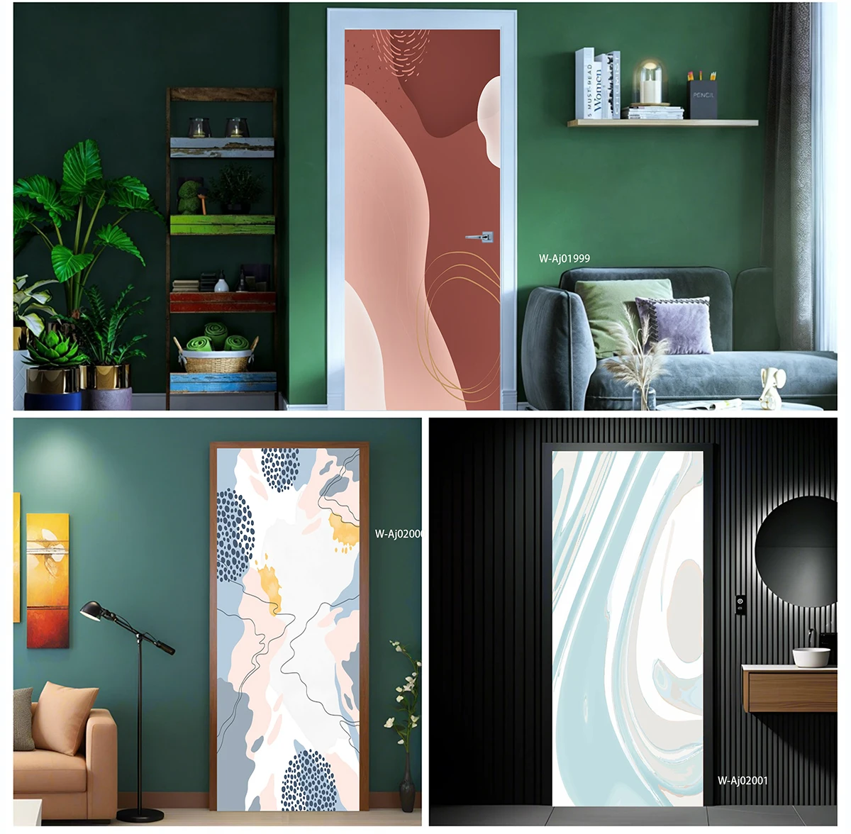 Retro Orange Splash Ink Blob Door Sticker Self Adhesive Waterproof Removable Door Wrap Boho Home Art