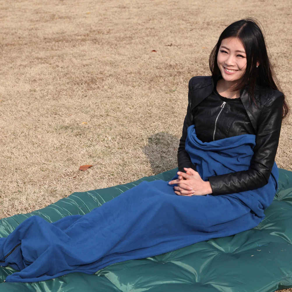 

Outdoor Sleeping Bag Waterproof Lightweight Durable For Camping Hiking Cool Weather Use Sky Blue Fleece Winter Sleeping Bag