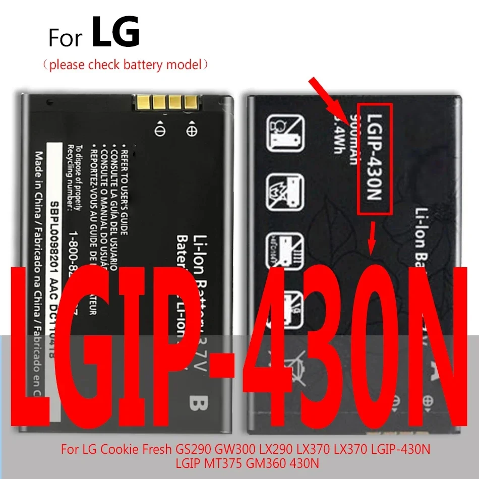 LGIP-430N LGIP-400N LGIP-531A LGIP-550N Battery For LG Cookie Fresh GS290 GM360 GW300 LX290 LX370 MT375 T375 A100