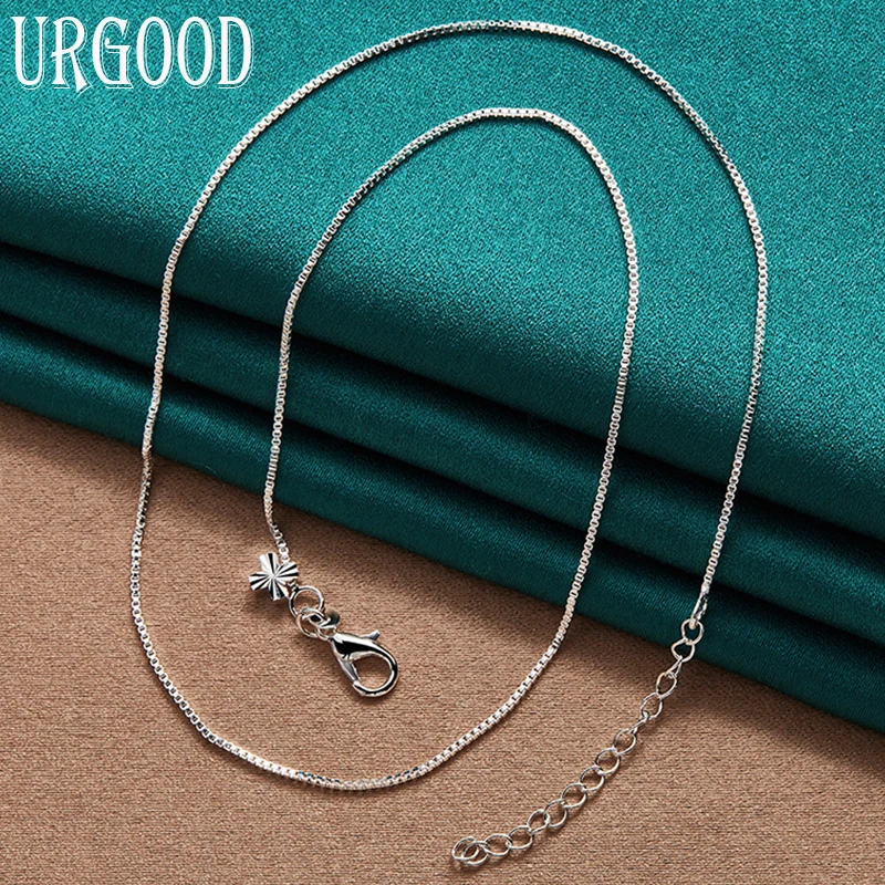 

925 Sterling Silver Four Leaf Clover Pendant Box Chain Necklace 18 Inch For Women Party Engagement Wedding Fashion Jewelry