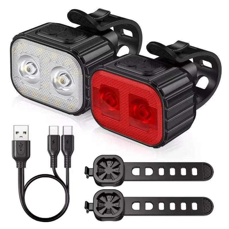 

CYCLAMI Bike Light Q4 LED Bicycle Front Rear light USB Charge Waterproof Headlight Cycling Taillight Bike Accessories Lamps