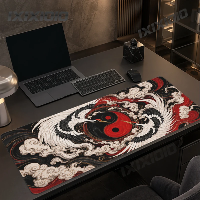 Mouse Pad Gamer Chinese Crane printon demand HD Custom New Mousepad XXL Natural Rubber Carpet Non-Slip Table Mat
