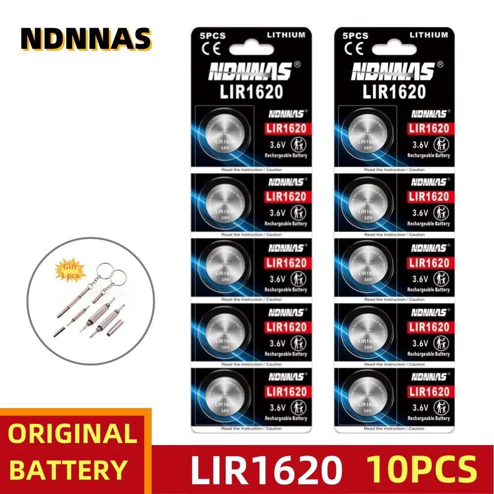 

10PCS LIR1620 Batteries 3.6V Rechargeable 1620 Battery Charging Replace CR1620 Button Cell Battery