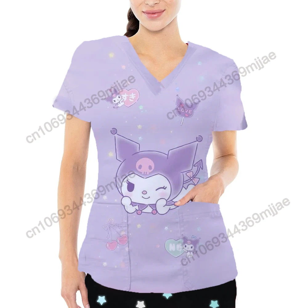 Disney-uniforme de enfermera de una pieza para mujer, para mujer Camiseta con cuello en V, ropa con bolsillo Yk2, novedad de 2023, Traf 2023