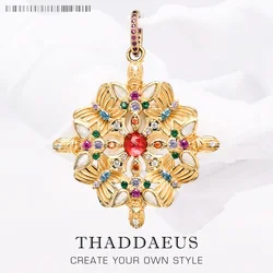 Gold Plated Pendant Butterfly Kaleidoscope Fine Jewelry 925 Sterling Silver Women Men Vintage Gift