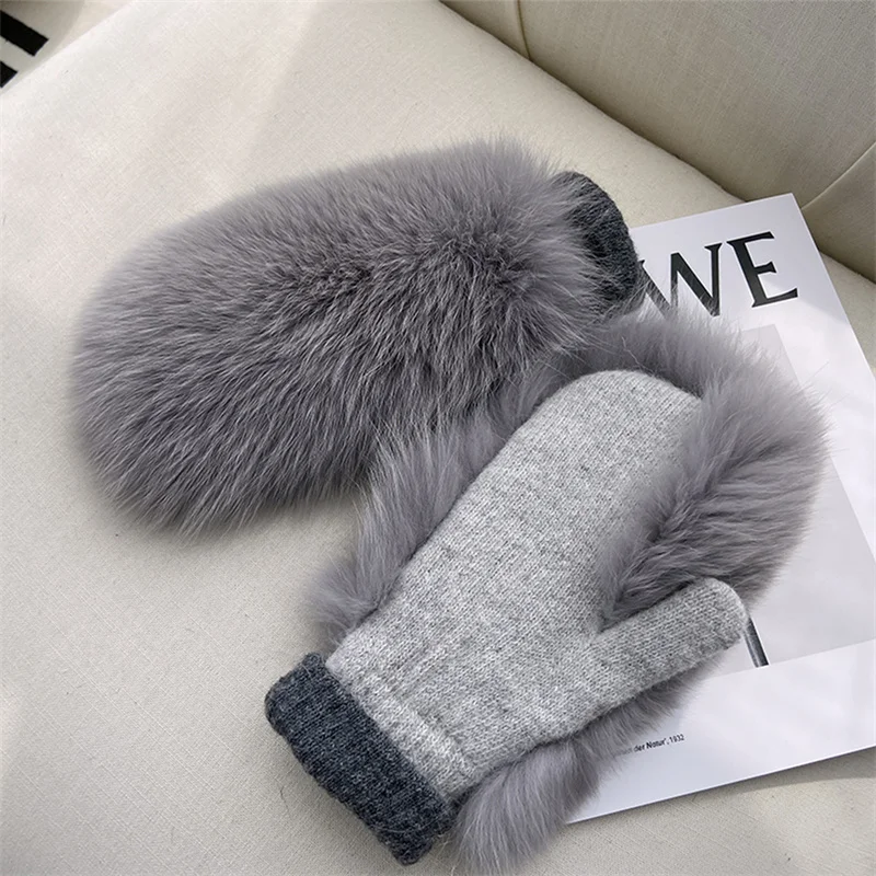 

2023 Women's New Fur Gloves Winter Fashion Windproof Luxury Real Fox Fur Gloves Warm, Soft, Fluffy, Thickened Real Fur Mittens