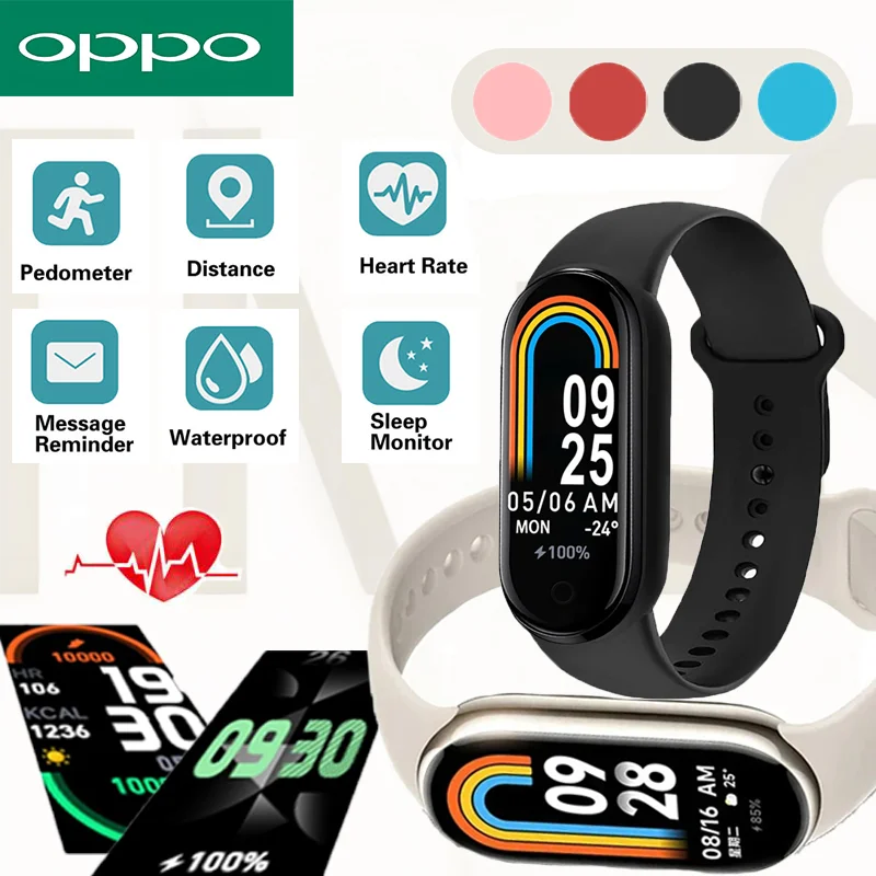 

OPPO Новый ремешок Спортивные умные часы Механизм Подсчет шагов Bluetooth Фитнес-трек Браслет Синхронная телефонная информация Смарт-часы