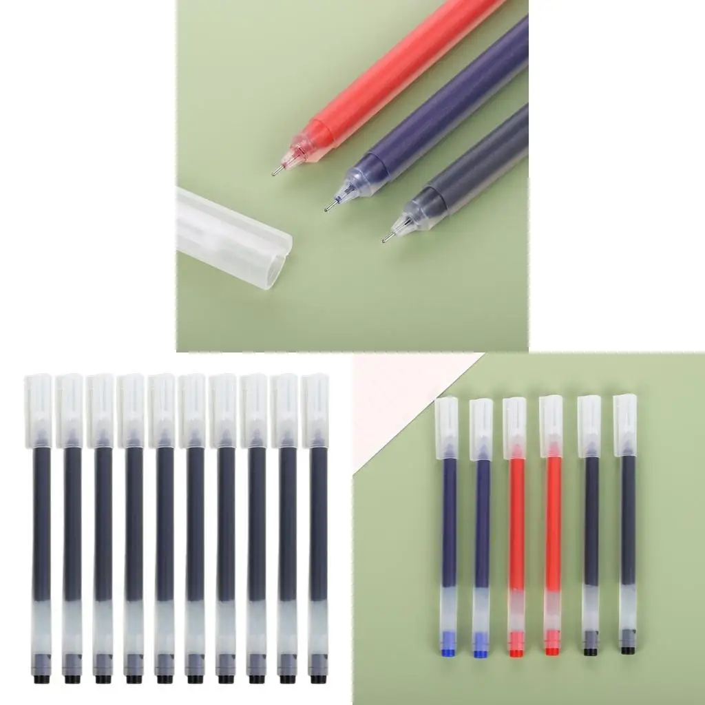 

M5TB 10Pcs/Pack Examation Gel Pen 3 Colors Optional Anti-Slip Silicone Pen Grip 0.5mm Needle Nib Writing Graffiti Pen Set