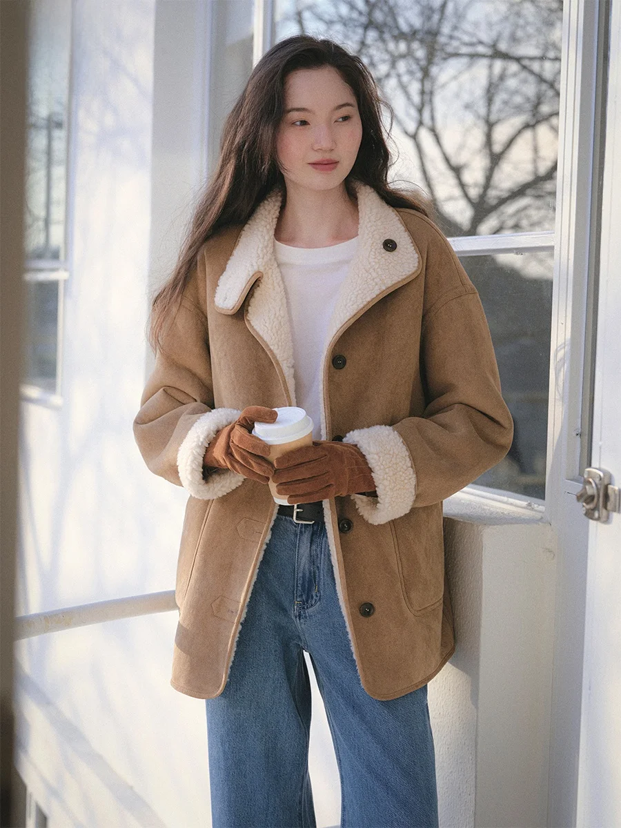 

Even Vintage 00% Wool Double-Sided Wearable Stand Collar Trench Coat Women's Casual Sle Thiened Mid-Length Coat