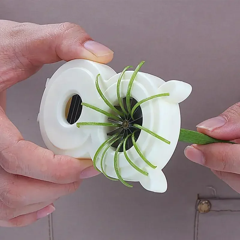 Picadora de cebollas verdes para cocina, dispositivo triturado de cebolla con flor de ciruelo, trituradora de acero inoxidable, picadora de alimentos, rallador de verduras, rebanador