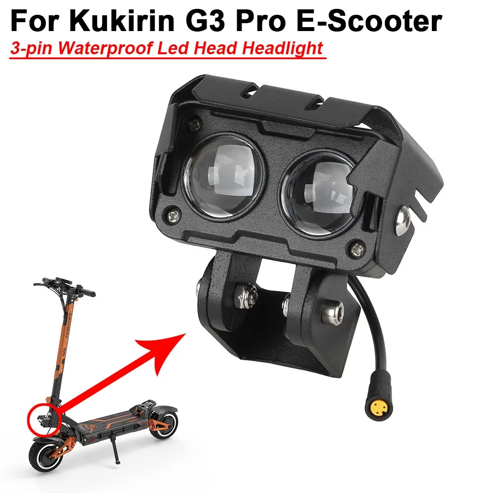 

Оригинальная лампа для фар для электрического скутера KUGOO/KuKirin G3 Pro, передняя лампа, запасные части, 3 контакта