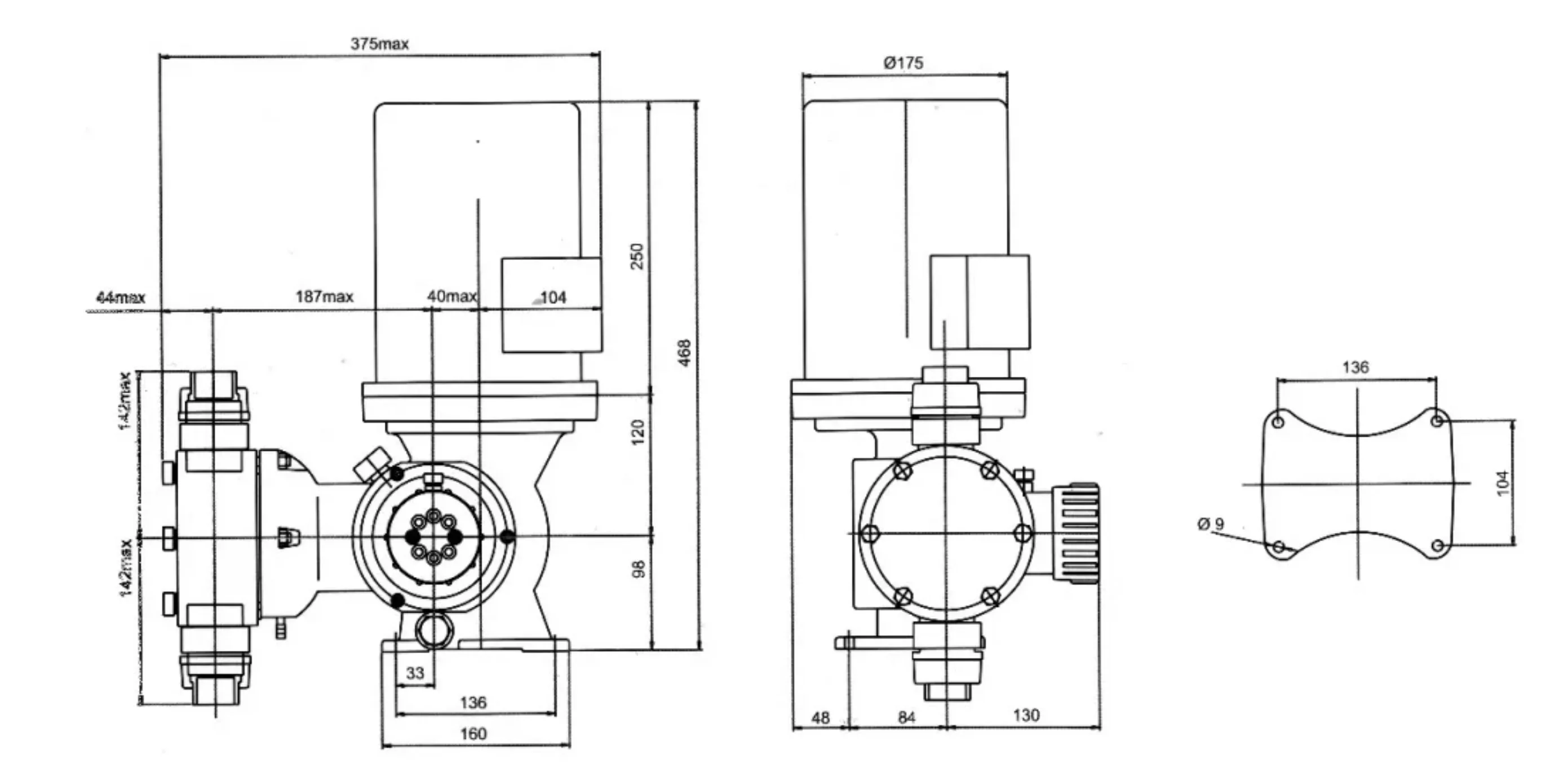 سلسلة مضخات قياس كهربائية عالية الكفاءة مضخة جرعات كيميائية ذات غشاء ميكانيكي منخفض الضغط لمعالجة المياه