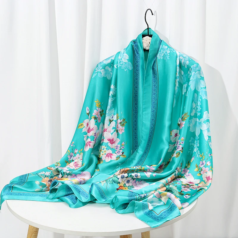 Fashion Printed Hijab Scarf for Women Silk Satin Print Kerchief Head Scarfs Female Long Shawls Wraps Neck Scarves For Ladies