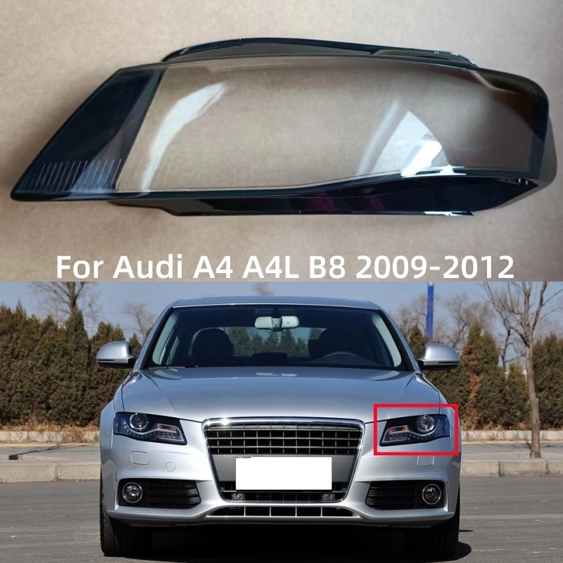 

For Audi A4 A4L B8 2009 2010 2011 2012 Front Headlamp Transparent Lampshade Lamp Shell Headlight Cover Plexiglass