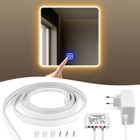 For Bathroom Neon LED Strip Light With Illuminated Light Switch Mirror Backlight Touch Dimmable 12V led de fita Waterproof Lamp