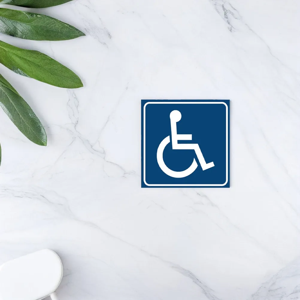 4Pcs Bright Blue Waterproof Vinyl Wheelchair Accessible Sign Stickers Easy Identification Barrier Free Travel Versatile Indoor