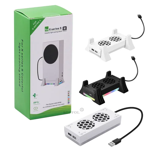 Base de ventilador de refrigeración Vertical, Base de ventilador de refrigeración de 3 engranajes con atmósfera, luz LED colorida, Base de disipación de calor para consola Xbox Series S