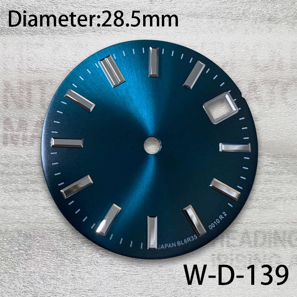 28.5mm G S 로고 다이얼, 햇빛 다이얼, NH35, NH36, 4R, 7S 무브먼트, 발광 하이 퀄리티 시계 수정 액세서리