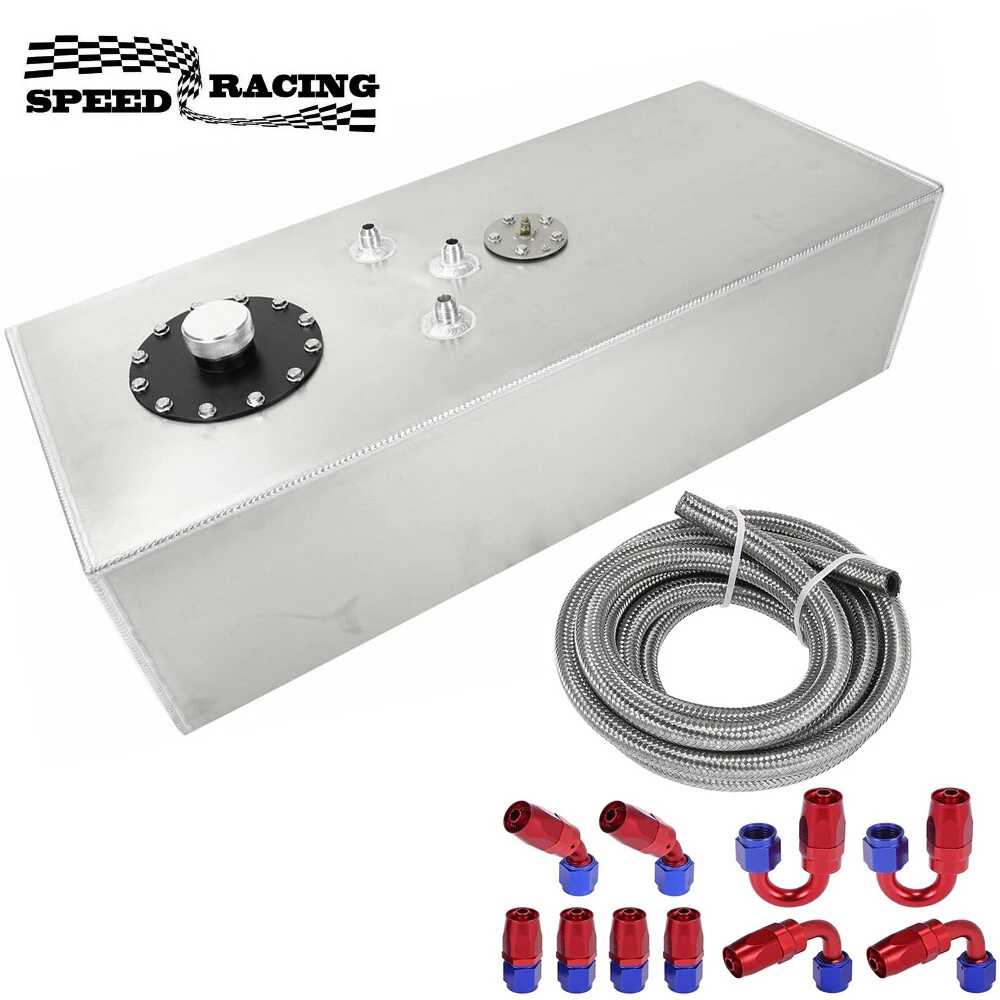 

15 Gallon Aluminum Race Fuel Cell Gas Tank+cap+level Sender+8AN Fuel Line Kits for Truck for SUV Racing for Track Cars