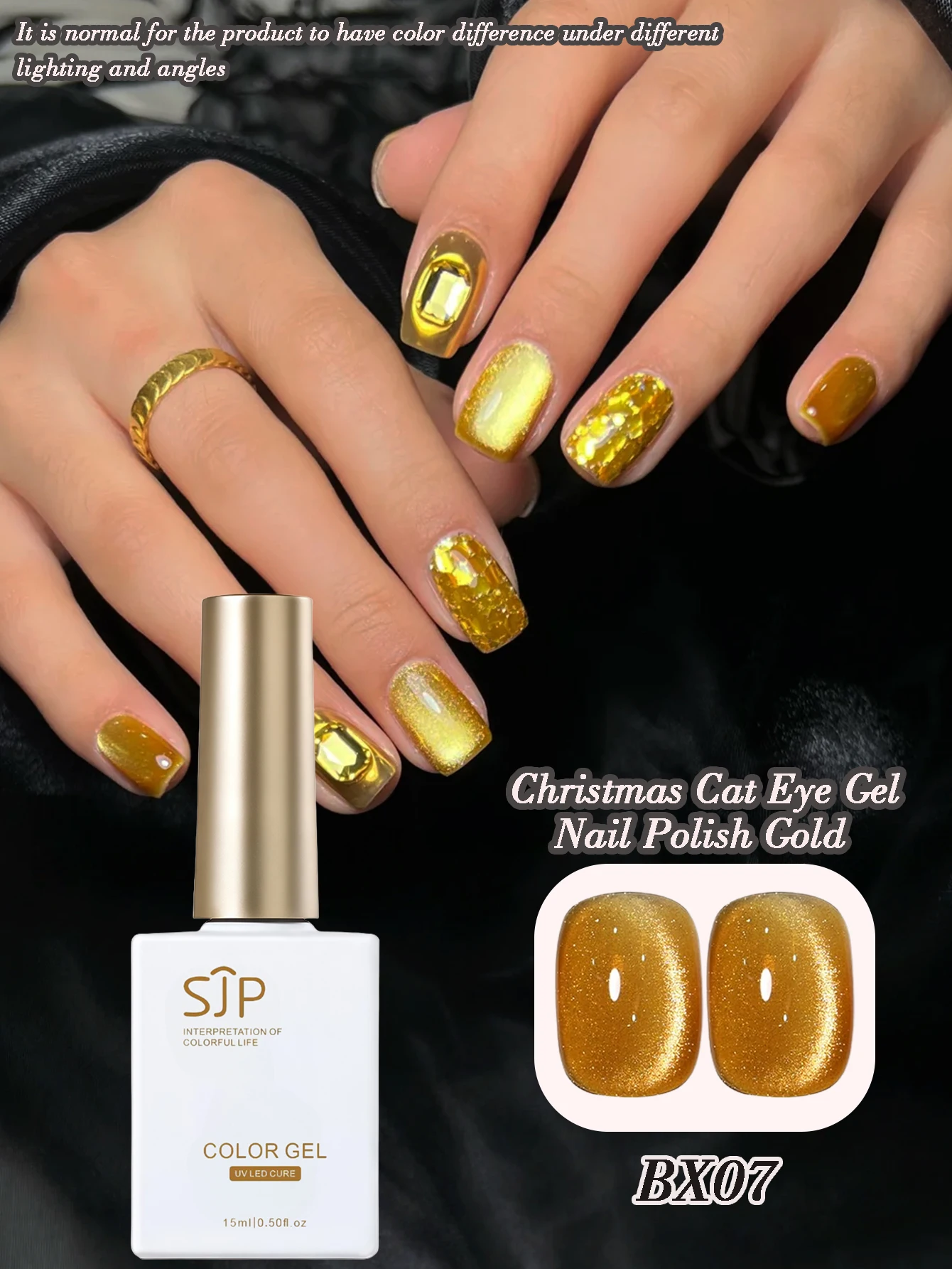 クリスマス6個入り15MLキャットアイジェルネイルポリッシュセット、輝くグリッター、ホログラフィック反射磁気UVジェルネイルアートセット、適しています