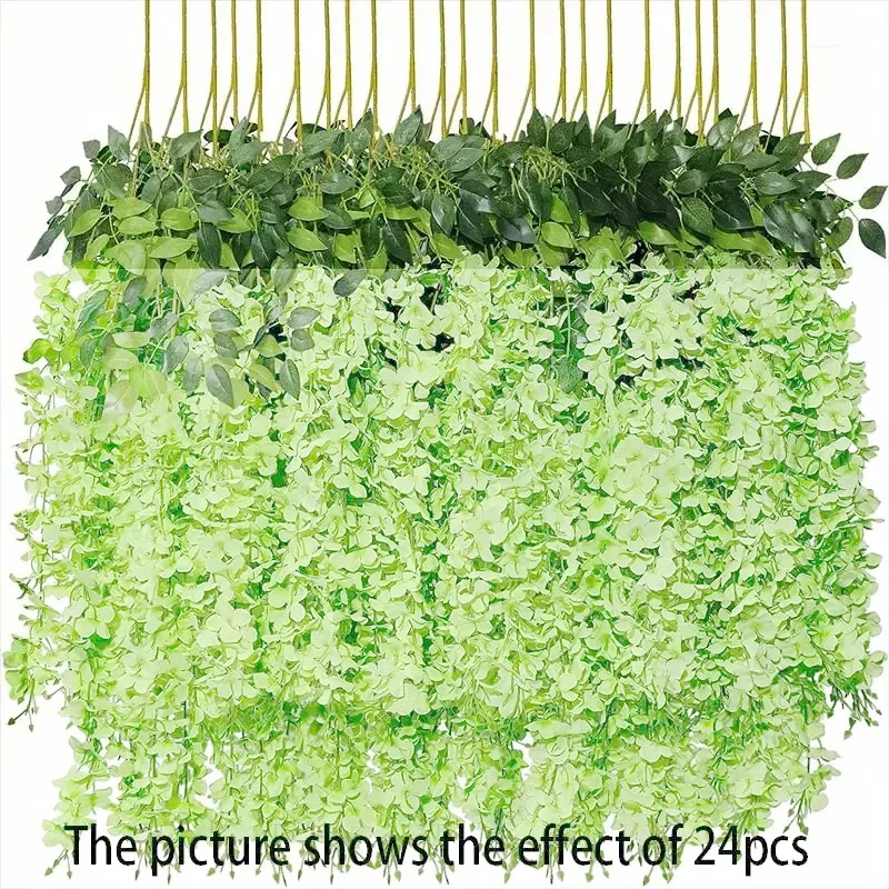 12 Stück Künstliche Glyzinienranken, Kunstblumen-Girlande für Heim-Dekoration, Garten, Hochzeit, Party, Seiden-Imitat-Pflanzen – Detail 9