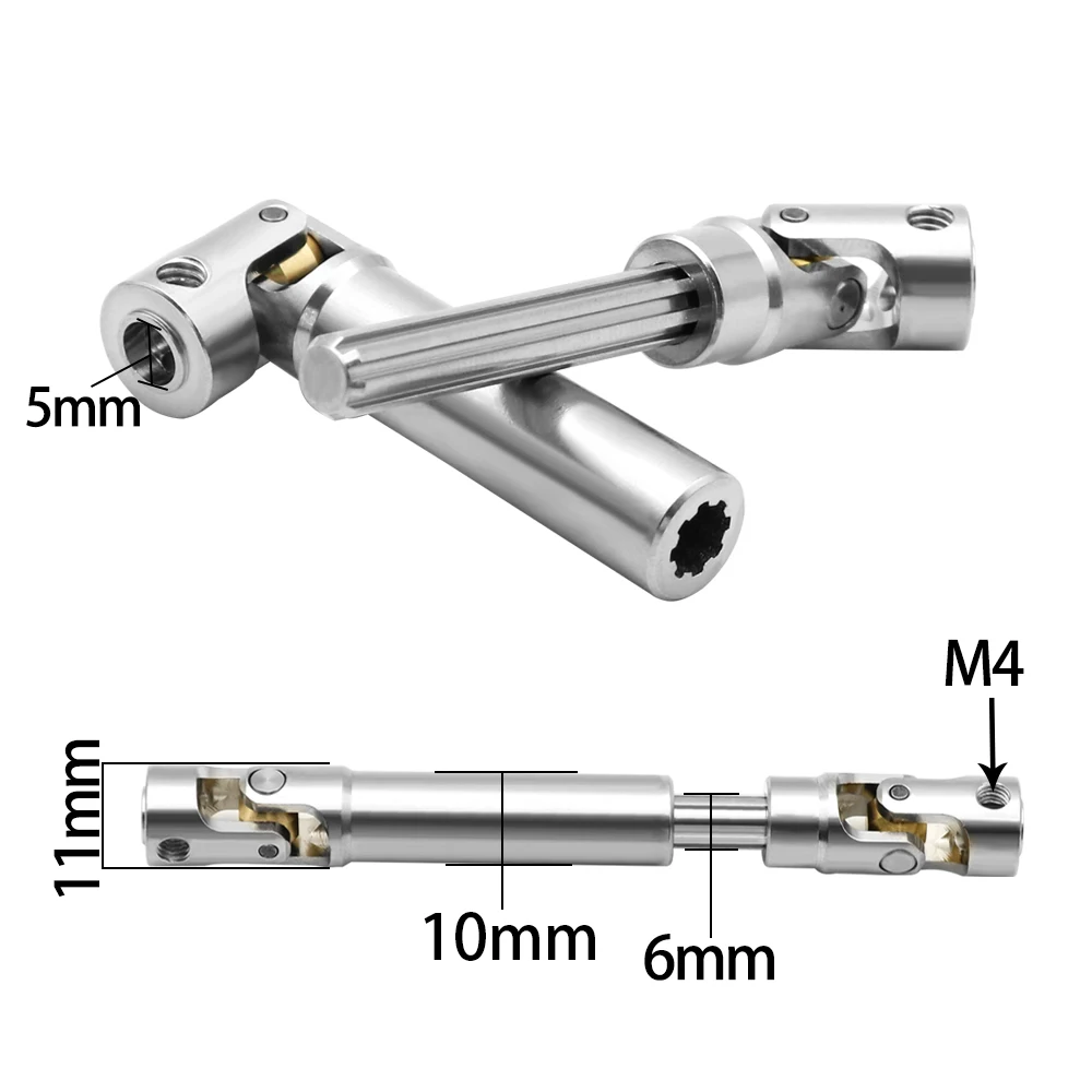 Arbre de transmission interne cannelé en métal, Joint universel, pour voiture 1/10 RC, chenille axiale SCX10 gladiateur YK4082 TRX4 TF2 D110