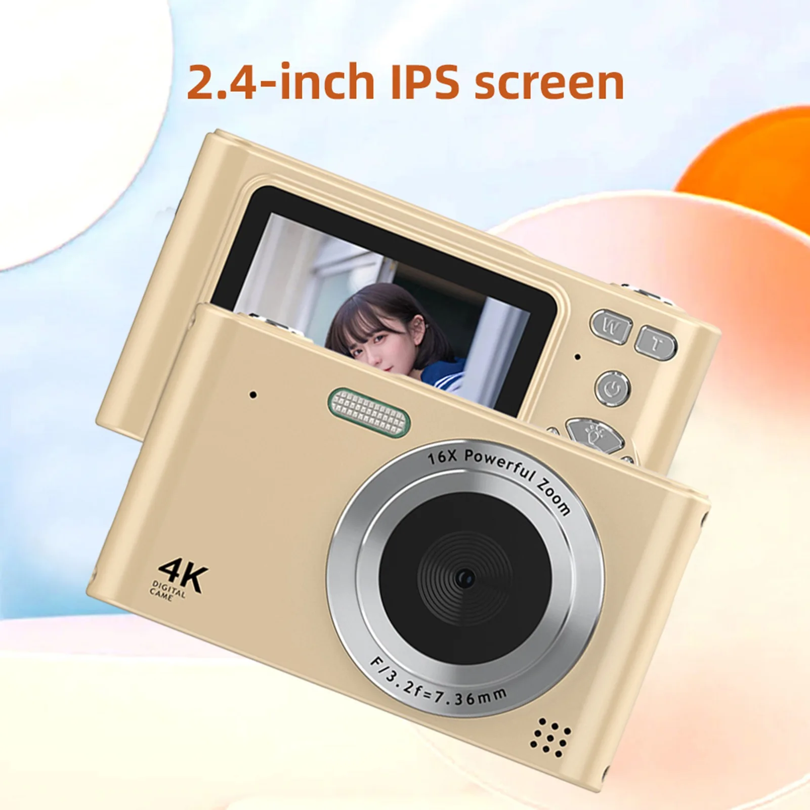 4K Digital Camera Camcorder 48MP Digital Video Camera 2.4 Inch Screen 16X Digital Zoom Anti-shake Face Detection Built-in Flash